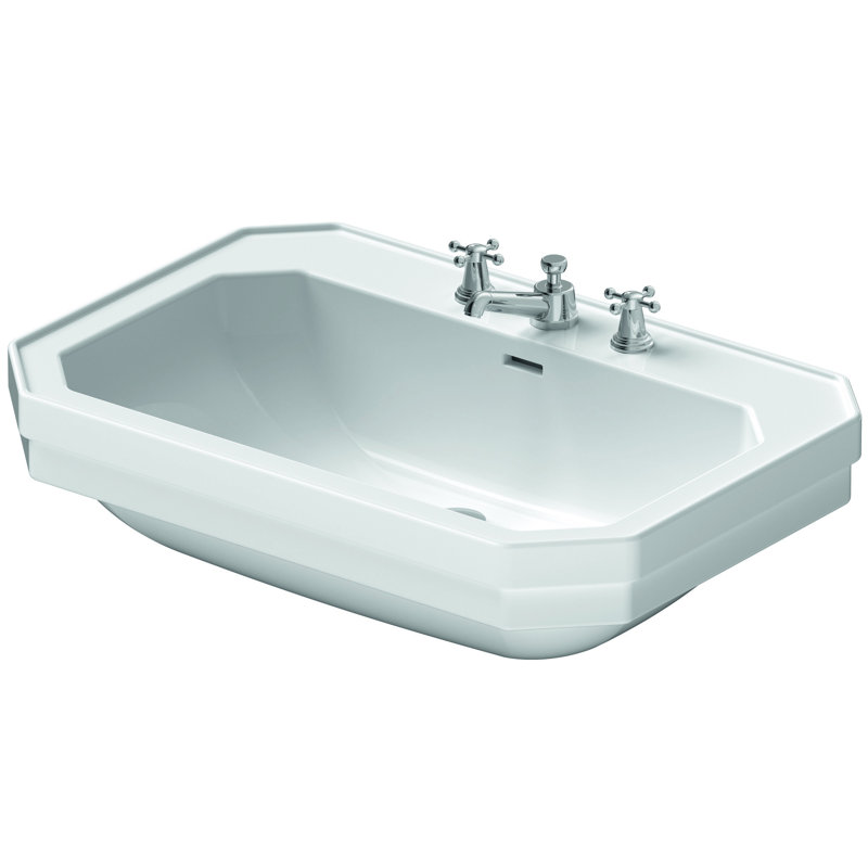 Duravit White Ceramic Octagon Wall Mount Bathroom Sink with Overflow